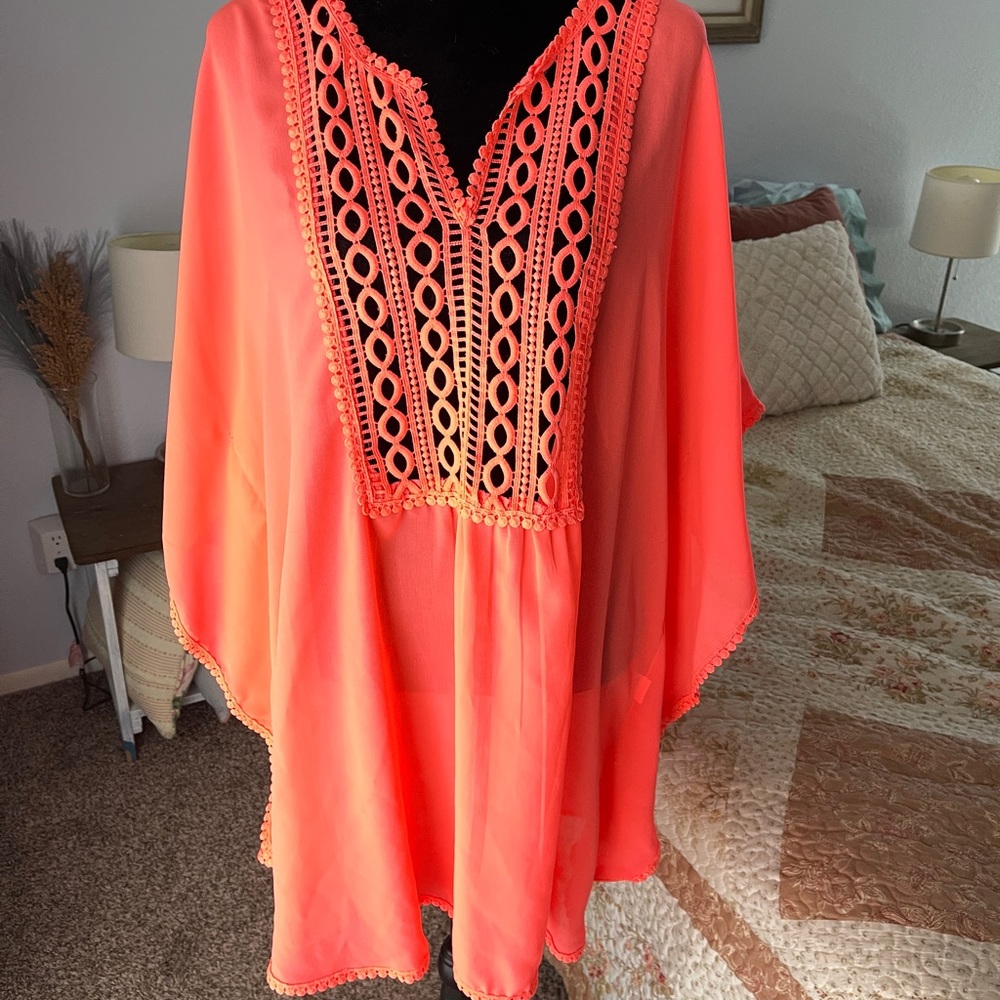 Neon Coral Beachy Top